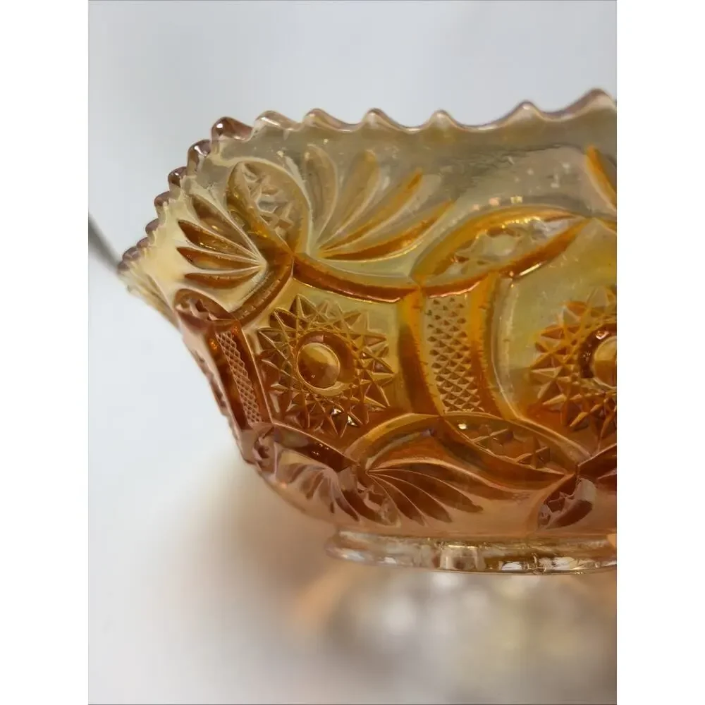 Marigold Carnival Glass Vintage Serving Bowl Imperial Carnival Glass Sawtooth